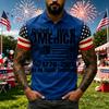 Men's Casual Short Sleeve Polo Shirt with Graphic Print and American Flag Pattern Sleeves Button Down Collar Athletic Fit