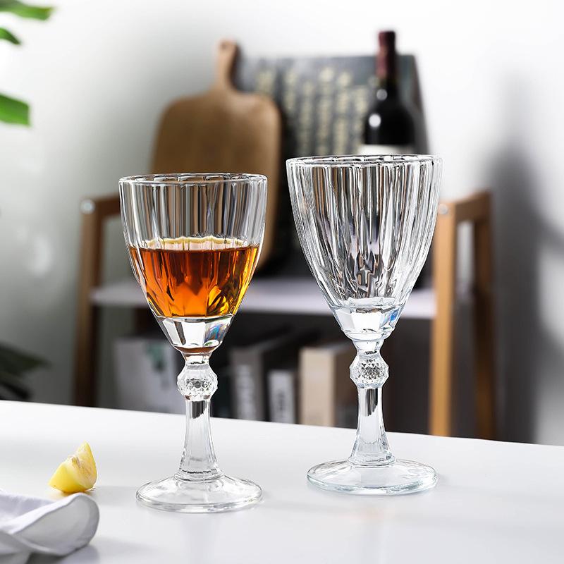 Internet Celebrity Instagram Style French Glass Vintage Grape Wine Glass High Footed Glass Home Champagne Glass Whiskey Glass