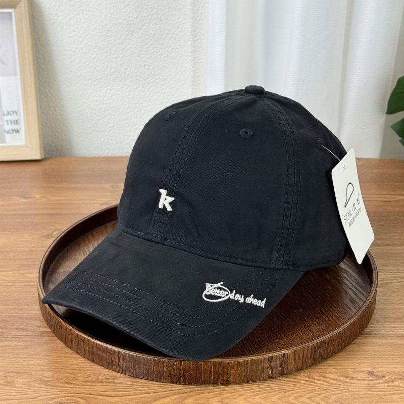 Spring And Summer Embroidery K Letters Soft Top Baseball Hat Women'S Simple Casual Face Small Cap Versatile