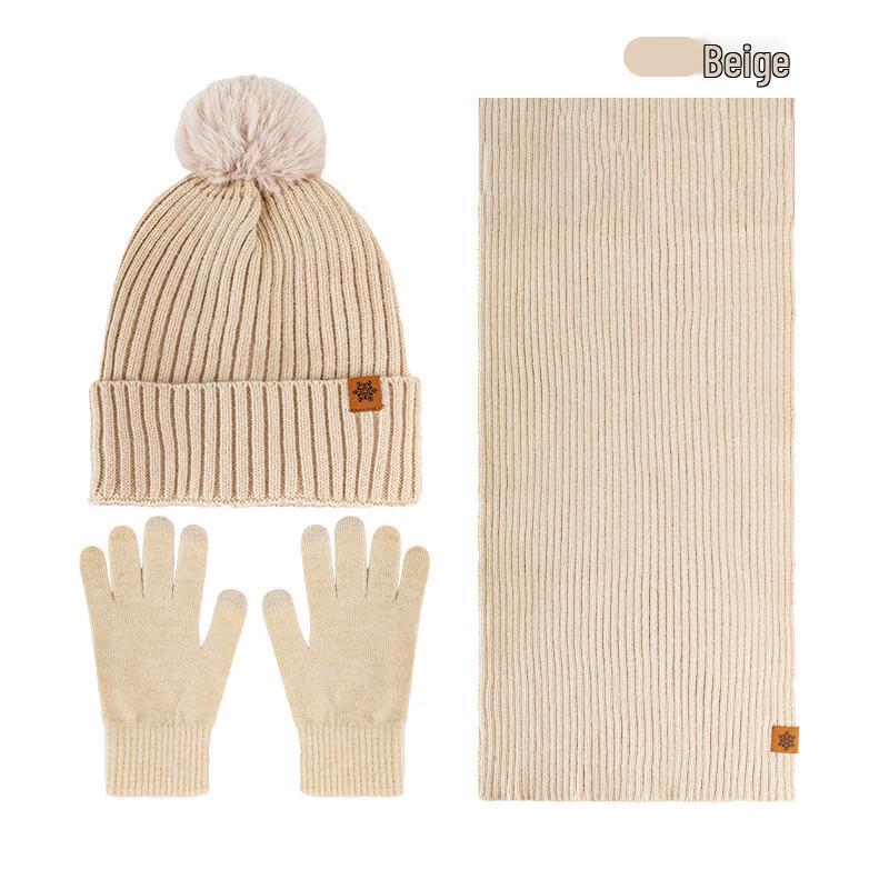 Wool Knitted Hat, Scarf, and Glove Set