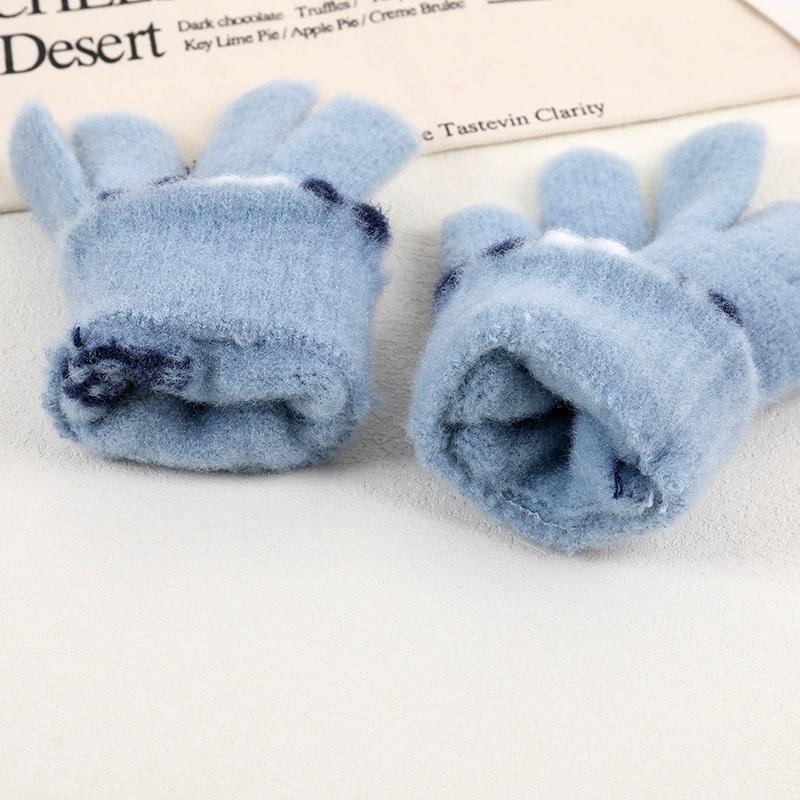 Korean Knitted Children's Gloves Cute Fashionable Warm LOVE Bicycle Gloves All Fingers Outdoor Autumn Winter Play Accessories