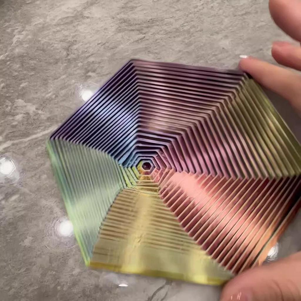 3D Printed Hexagon Optical Illusion Toy: Creative, Educational, Rotatable, and Stress-Relieving