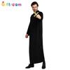 Elegant All-black Long Robe For Men Perfect For Western-themed Halloween Parties And Stage Performances