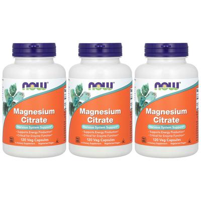 Now Foods Magnesium Citrate Veggie Capsules, 120 Count (Pack of 3)