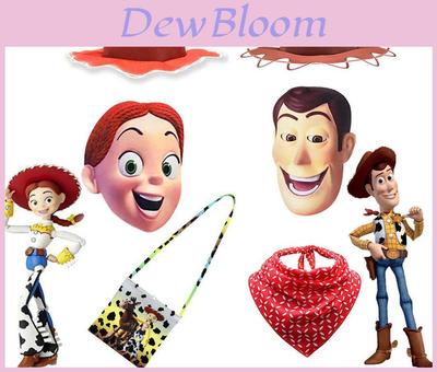 Toy Story 4 Woody Tsui Collezione Accessori Costume Con Sciarpa e Borsa in Poliestere