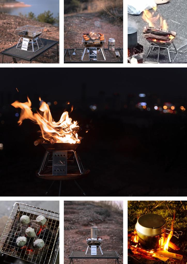 Camping Moon Bonfire Grill Lagerfeuerständer Kleinster Mini-Grillofen der Welt mit Canvas-Hülle X-MINI