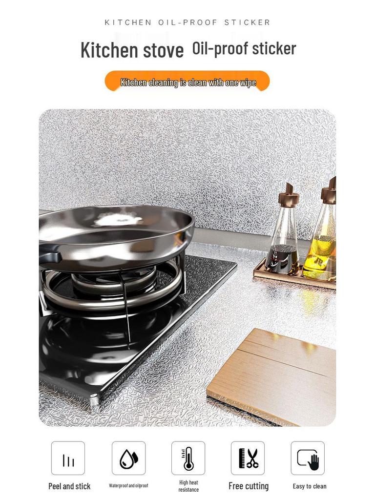 Fireproof, Waterproof, Oil-Resistant Self-Adhesive Aluminum Foil Wallpaper
