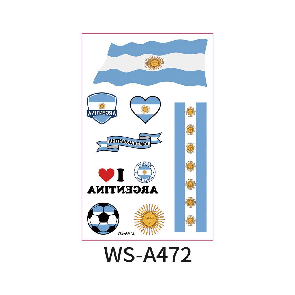 World Cup Argentina Belgium Fans Flag Face Sticker Waterproof Competition Game Tattoo Sticker