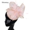 European And American Style High-Quality Hemp Yarn Headgear Catwalk Bride Feather Hair Accessories Party Dress Top Hat
