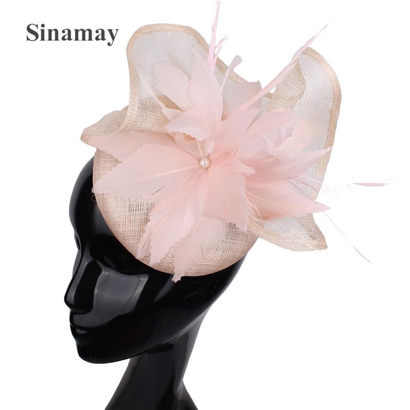 European And American Style High-Quality Hemp Yarn Headgear Catwalk Bride Feather Hair Accessories Party Dress Top Hat