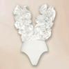 Solid Red Flower One Piece Swimsuit Luxury Women Swimwear Sexy Swim Suit Deep V Monokini Off Shoulder Bodysuit Bathingsuit