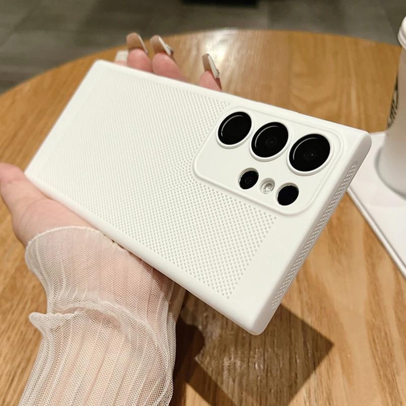 Mesh Heat Dissipation Breathable PC Case For Samsung S25 S24 S23 S22 S21 Plus Note 10 20 Ultra S20FE Ultra Thin Matte Hard Cover