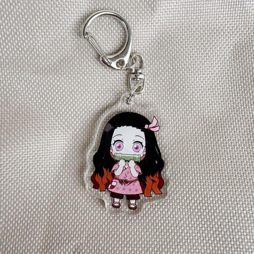 Anime Demon Slayer Figure Tanjirou Kamado Nezuko Tomioka Giyuu Kimetsu No Yaiba Cartoon Acrylic Keychain Pendant Key Ring Lovely Gifts