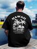 T-shirt with "Hawaii" Graphic Print - Casual Polyester Crew Neck