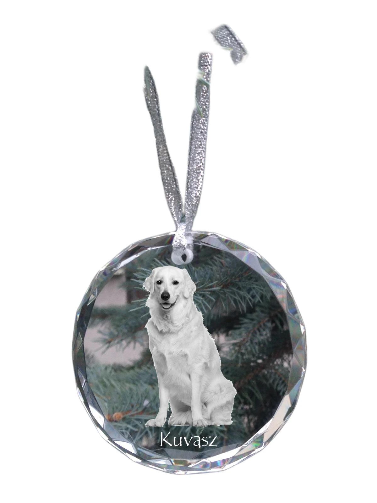 

Kuvasz - crystal bauble with a photo, dog photo in crystal, personalized Christmas tree ornament by Art-Dog brand