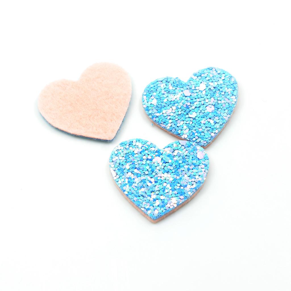 20 Pieces Korean Style Felt Heart Sequin Appliques Flatback Embellishment Making Crafting
