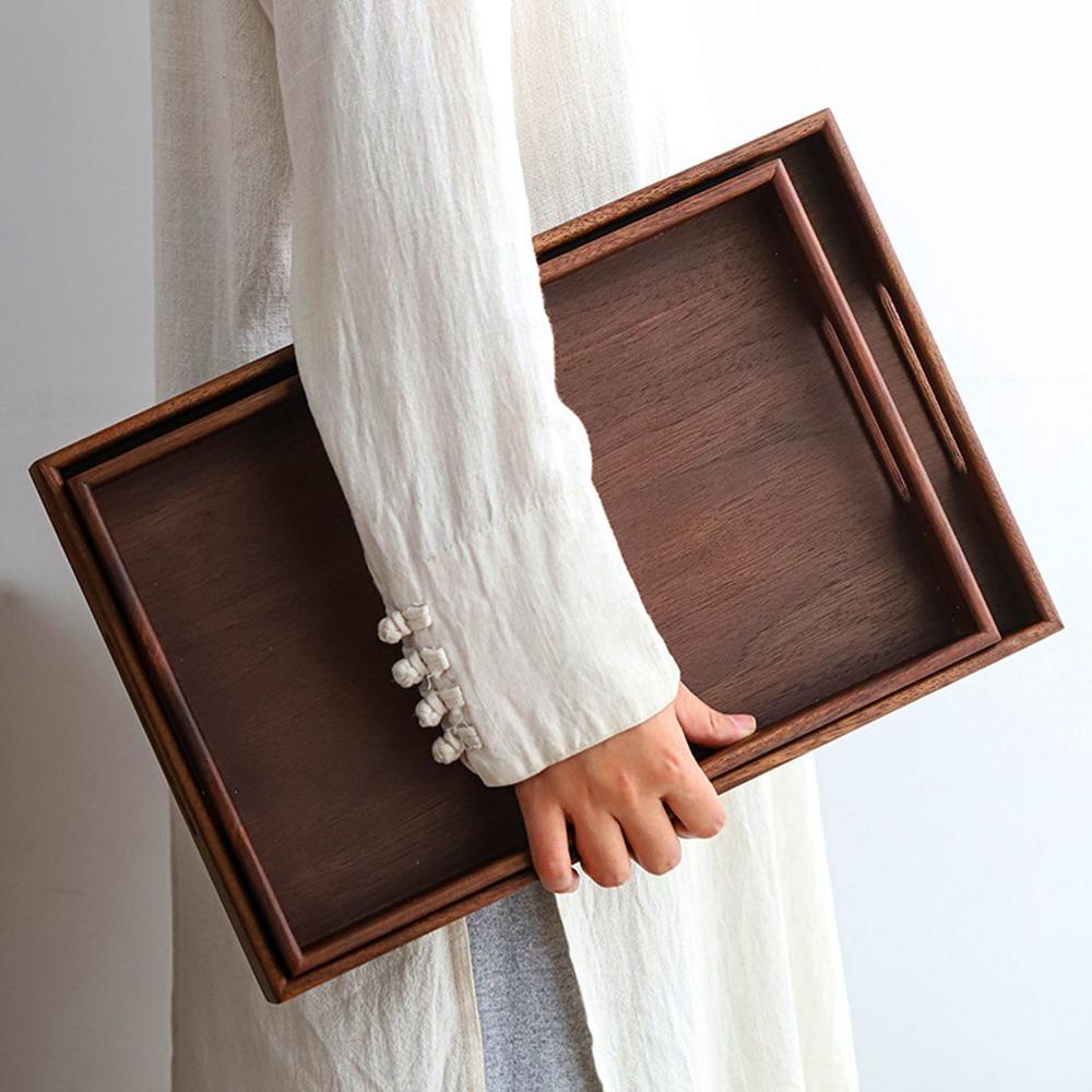 Flat Rectangular Fruit Tray Wooden Decorative Platter Easy Clean Tea  Tray  Tea Room