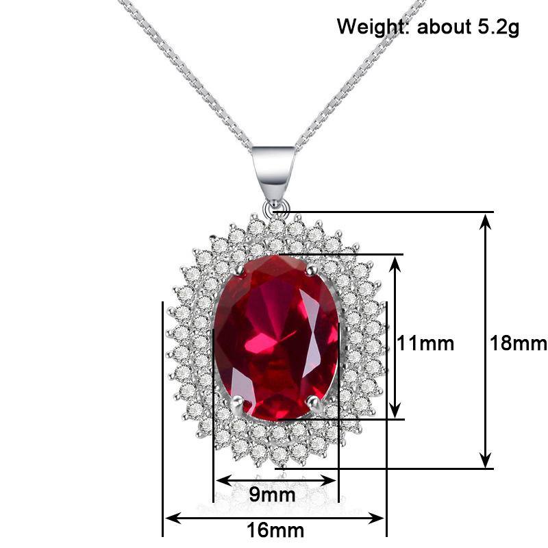 Huitan Luxury Pendant Necklace for Women Wedding Engagement Trendy Accessories with Shiny Red CZ Noble Round Party Chic Jewelry