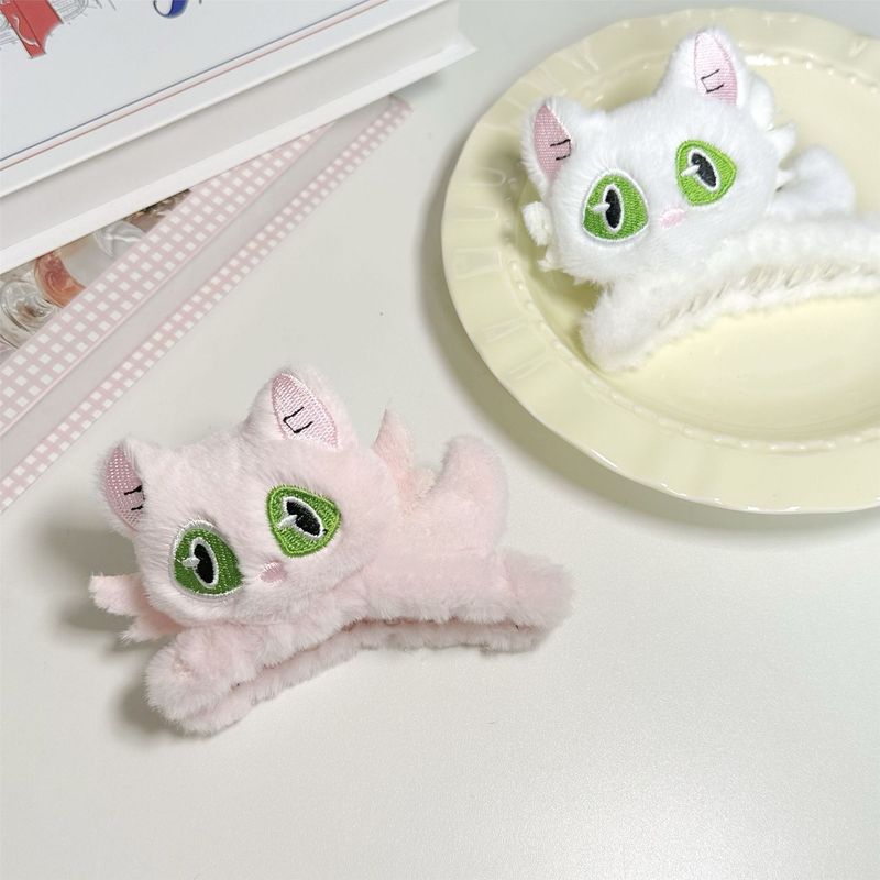 1pc New cute little black cat hair clip for women, autumn and winter plush grip clip cartoon clip