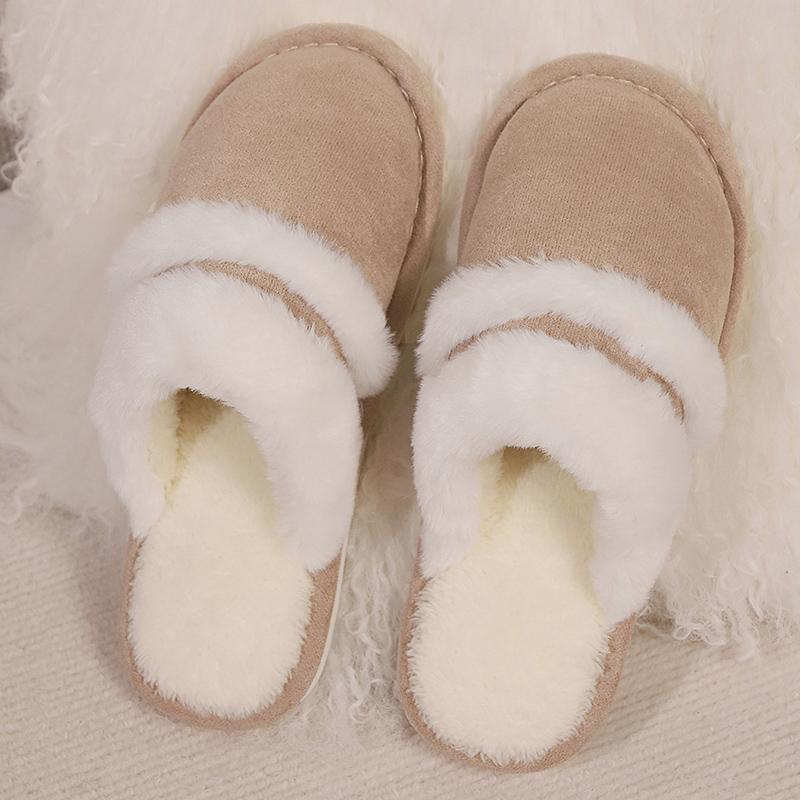 Fashion Soft Faux Fur Plush Slippers for Women Winter Chic Mix Color Warm Cotton Slides Woman Round Toe Non Slip Cotton Slippers Ladies