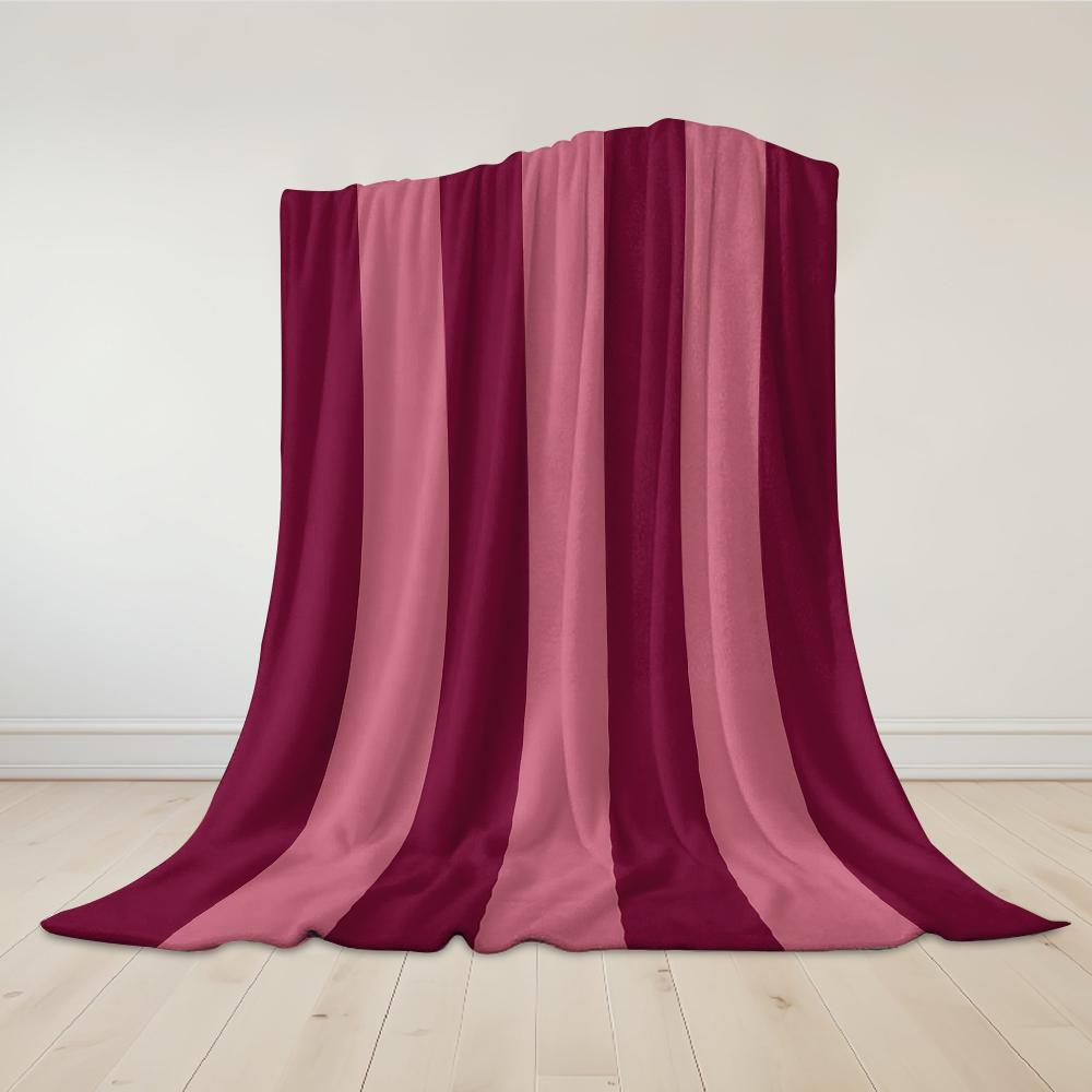 Burgundy Stripe Flannel Blanket Warm Soft Halloween Christmas Couch Warm Cozy Decorative Decor Gift for All Season