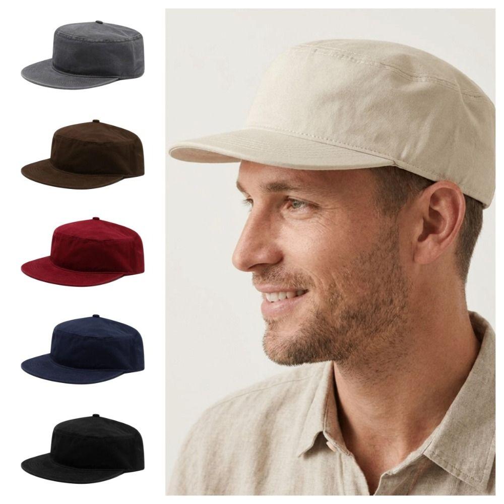 Solid Color Peaked Cap Flat Brim Baseball Cap Retro Flat Top Hat Versatile Use