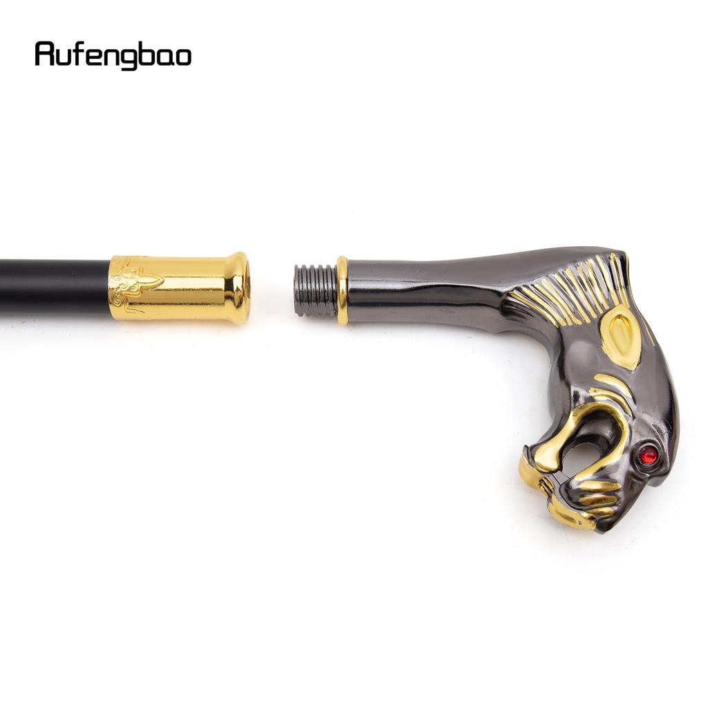 Golden Black Leopard Red Eye Luxury Fashion Cosplay Walking Stick Party Decorative Cane Elegant Crosier Knob Stick 92cm