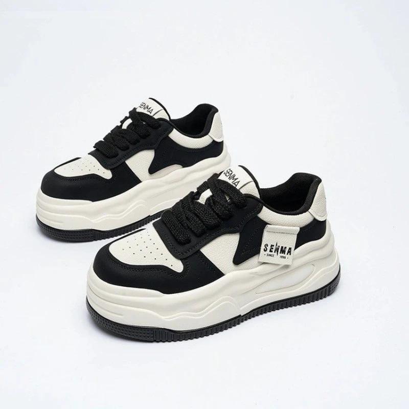 Women's New Simple Solid Color Designer Vulcanized Shoes  Spring Fashion Thick Sole Outdoor Shopping Office Sports Shoes