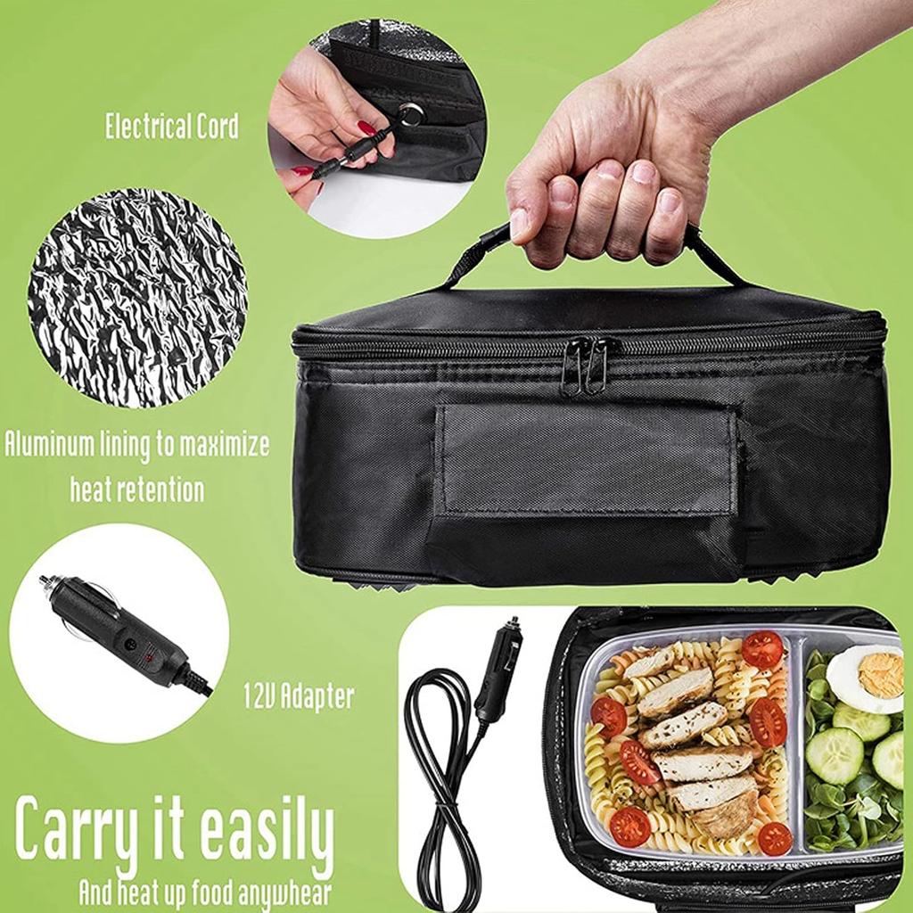 Portable Car Microwave, 12V 90W Car Food Warmer Electric Oven Fast Heating Picnic Box for Reheating & Food Cooking, Fast Heating Food Warmer for
