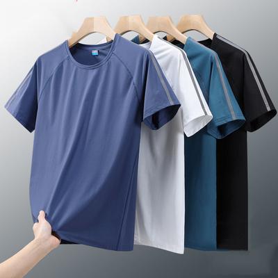 Herren Sommer T-Shirt Schnelltrocknend Lässig Sport Kurzarm Bequem Übergröße Atmungsaktiv Fitness T-Shirt Einfarbig Elastizität Rundhals T-Shirt