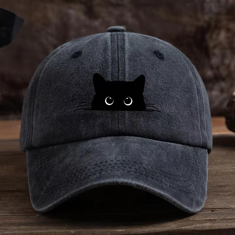 Black Cat Washed Soft Top Baseball Cap Unisex Summer Sunshade Fashion Outdoor Hat for Men And Women