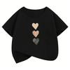 Fashion Love Heart Design TShirt Printed T Shirt Girls Summer Clothes Short Sleeve Tops TShirts Cute Girls Clothing