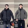 Herren einfarbige Kapuzen-Baumwolljacke Warmer Freizeit-Wintermantel Mode Vielseitig Lockerer Schnitt