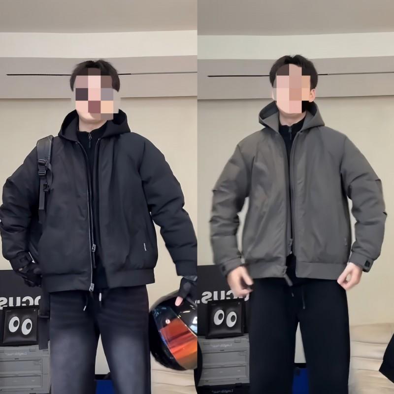 Herren einfarbige Kapuzen-Baumwolljacke Warmer Freizeit-Wintermantel Mode Vielseitig Lockerer Schnitt
