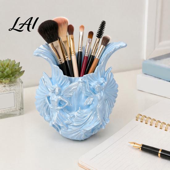 Stationery Organizer for Desk Makeup Brush Holder with Thickened Stable Base Fairies Decor Silk Holder Texture Storage Box Dressing Table Pens And