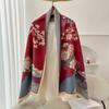 Luksusmerke Cashmere Kvinner Blomstret Skjerf Vinter Varmt Sjal og Wrap Bandana Pashmina Kvinne Foulard Firkantet Tykk Teppe Poncho