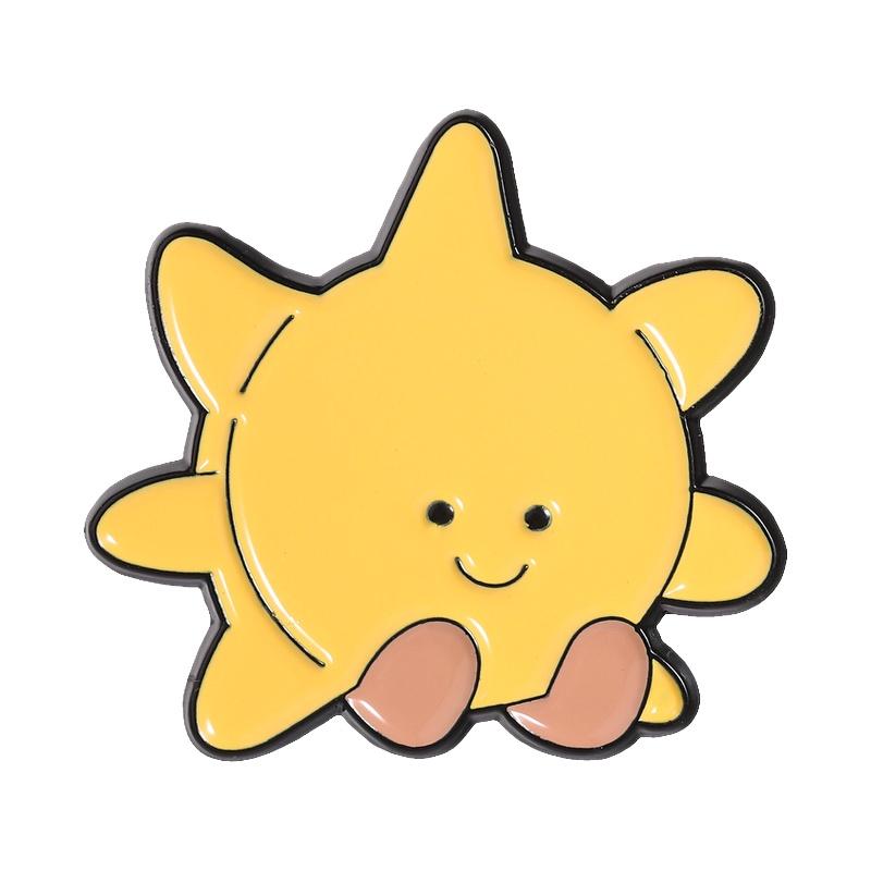 Sun Moon Star Enamel Pins Cartoon Kawaii Smiling Space Brooches Lapel Badges Cute Celestial Design Jewelry Gift for Kids Friends