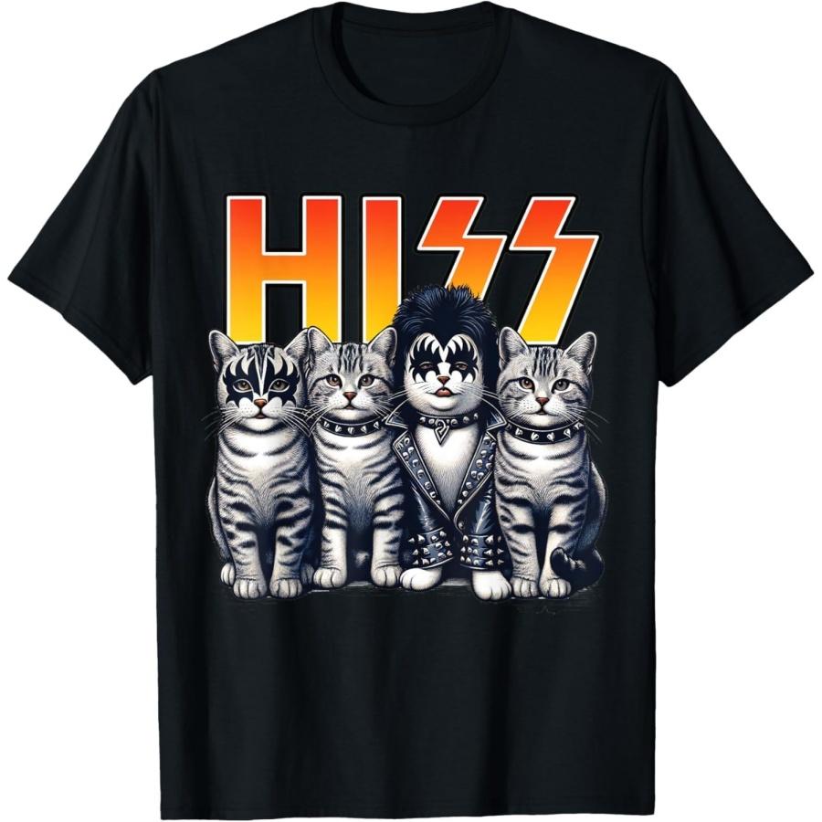 Gololl Funny Hiss Cats Rock Cat T-Shirt for Cat Lovers Men Women S