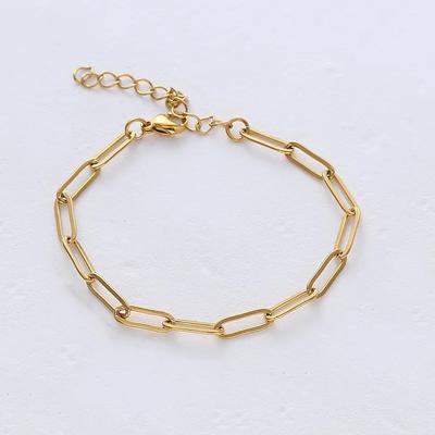 Chain Acero Inoxidable 18k Gold Plated Paperclip Chain Stainless Steel Bracelets