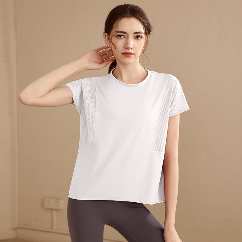 Damen Sommer Mesh Einsatz Schnelltrocknendes Fitness Top