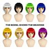 Colored Bob Synthetic Hair Wigs with Bangs for Women Halloween Costume Cosplay Party Use Black Green Purple Pink Blonde