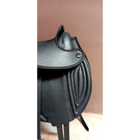 Black Designer Stitching Treeless Leather Western Tack Saddle Horse Bareback