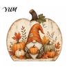 Rustic Pumpkin Decor Thanksgiving Fall Table Decoration, Block Wooden Sign, Autumn Vintage Wood Craft Farmhouse Tabletop Centerpiece for Tiered