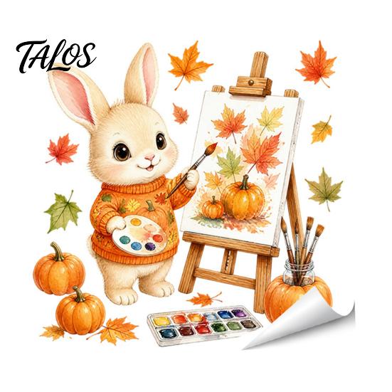 Decorative Cabinet Door Stickers Thanksgiving Fall Wall Stickers, Cute Cartoon Rabbit Squirrel Pumpkin Maple Leaf Decals Environmentally Friendly Art