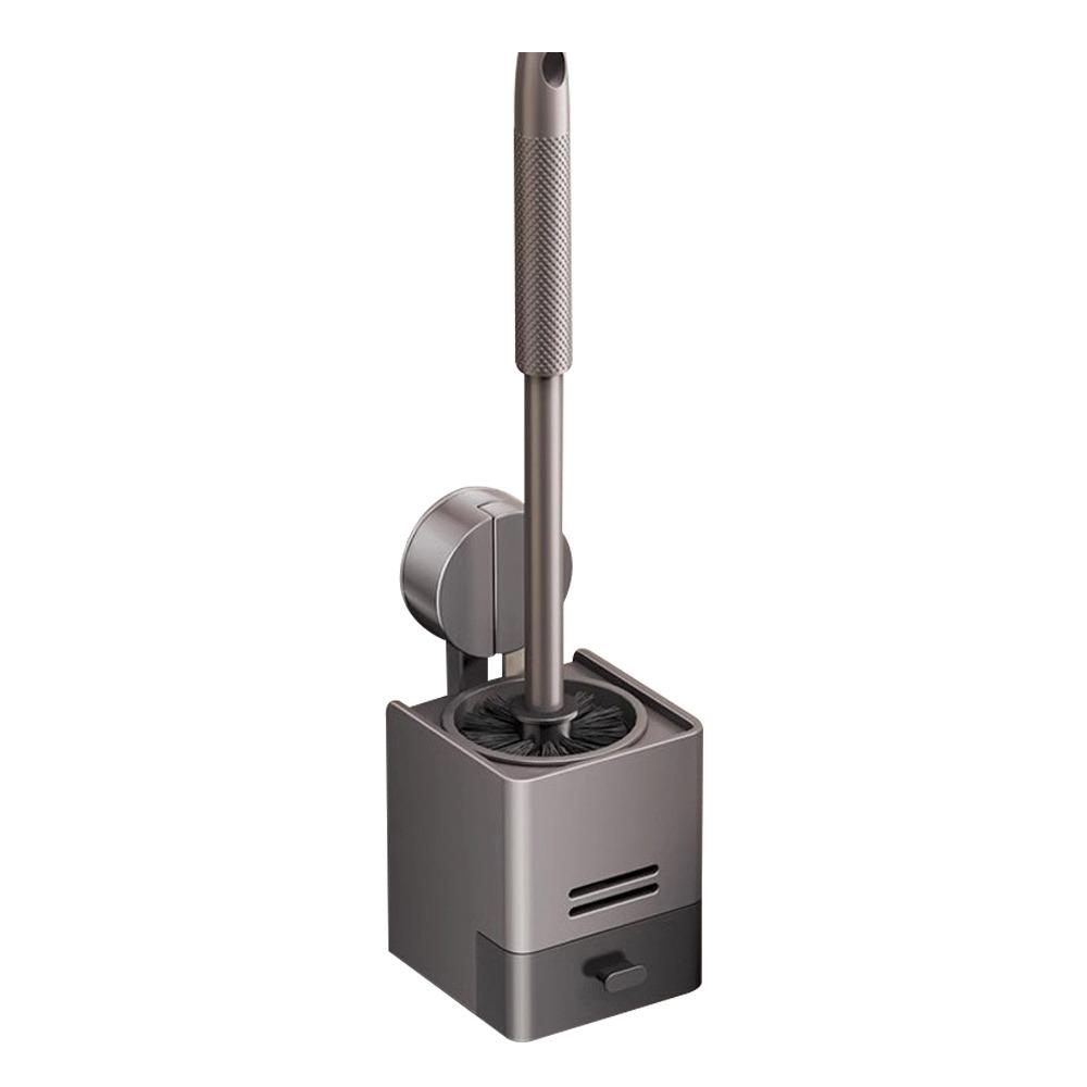 

Suction Cup Design Suction Cup Toilet Brush Wall Mounted No Punching Toilet Brush Holder Drain Box Household Use світло-сірого кольору