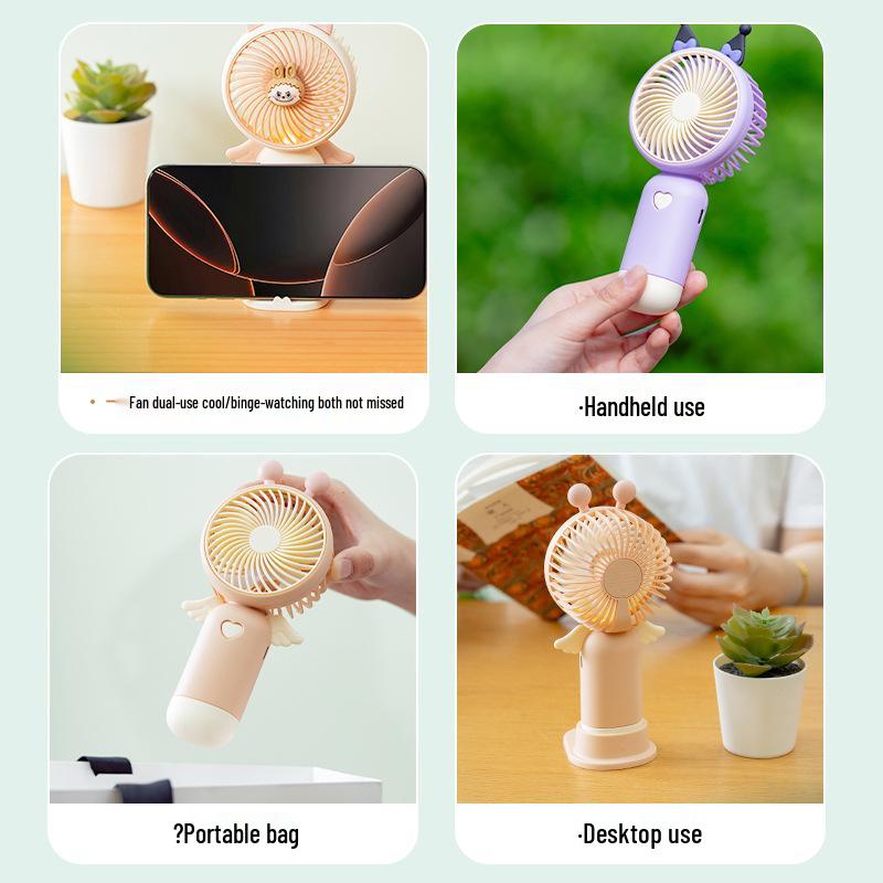 Cartoon Night Light & USB Rechargeable Mini Fan