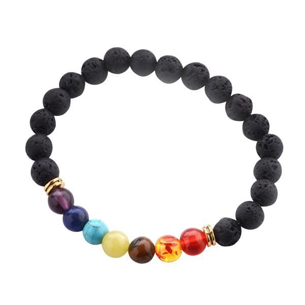 Brățară - Mix 7 Culori - Piatră de Lavă - Reglabilă - Bărbați - Difuzor de Energie