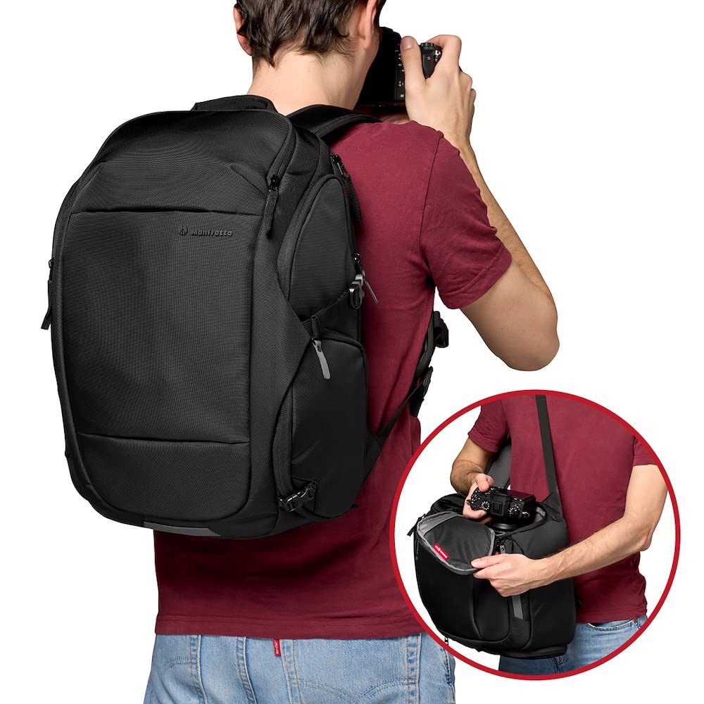 Manfrotto Advanced Travel Backpack M III SLR Mirrorless Camera Water Repellent Material Rain Cover Included MB 19.2L MA3-BP-T
