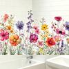 Adesivo Colorato Floreale per Finestra Primavera Estate Fiori Selvatici Statico Pellicole per Finestra Biadesive Decalcomanie Anti-Collisione per Porte in Vetro per Soggiorno Camera da Letto