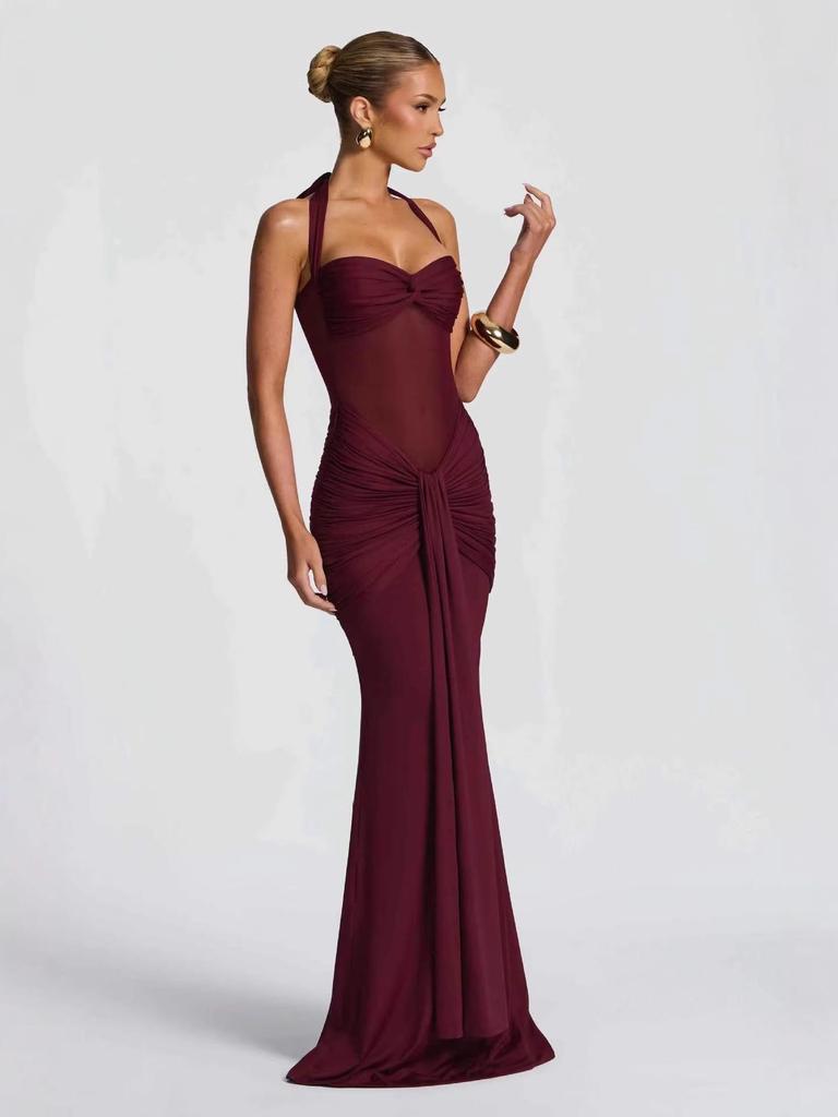 2026 Elegantes Falten-Spaghetti-Träger-Abendkleid für Damen